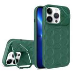 For iPhone 13 Pro Lens Frame Holder MagSafe PC Hybrid TPU Phone Case(Deep Green)