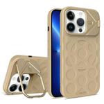 For iPhone 13 Pro Lens Frame Holder MagSafe PC Hybrid TPU Phone Case(Desert Gold)
