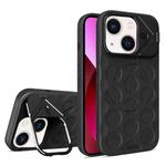 For iPhone 13 Lens Frame Holder MagSafe PC Hybrid TPU Phone Case(Black)