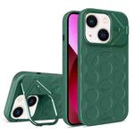 For iPhone 13 Lens Frame Holder MagSafe PC Hybrid TPU Phone Case(Deep Green)