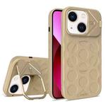 For iPhone 13 Lens Frame Holder MagSafe PC Hybrid TPU Phone Case(Desert Gold)