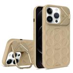 For iPhone 12 Pro Lens Frame Holder MagSafe PC Hybrid TPU Phone Case(Desert Gold)