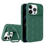 For iPhone 12 Pro Max Lens Frame Holder MagSafe PC Hybrid TPU Phone Case(Deep Green)