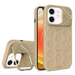 For iPhone 12 Lens Frame Holder MagSafe PC Hybrid TPU Phone Case(Desert Gold)