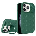 For iPhone 11 Pro Max Lens Frame Holder MagSafe PC Hybrid TPU Phone Case(Deep Green)