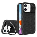 For iPhone 11 Lens Frame Holder MagSafe PC Hybrid TPU Phone Case(Black)