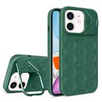 For iPhone 11 Lens Frame Holder MagSafe PC Hybrid TPU Phone Case(Deep Green)