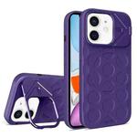 For iPhone 11 Lens Frame Holder MagSafe PC Hybrid TPU Phone Case(Purple)