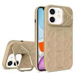 For iPhone 11 Lens Frame Holder MagSafe PC Hybrid TPU Phone Case(Desert Gold)