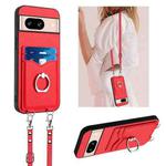 For Google Pixel 8 R20 Crossbody Rope Ring Card Holder Phone Case(Red)