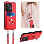 For Realme GT Neo6 / GT 6T 5G R20 Crossbody Rope Ring Card Holder Phone Case(Red)