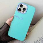 For iPhone 15 Pro Max HELLO Word PC Hybrid TPU Phone Case(Sky Cyan)
