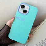 For iPhone 15 HELLO Word PC Hybrid TPU Phone Case(Sky Cyan)