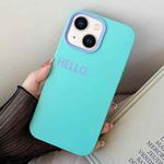 For iPhone 14 Plus HELLO Word PC Hybrid TPU Phone Case(Sky Cyan)