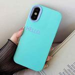 For iPhone X / XS HELLO Word PC Hybrid TPU Phone Case(Sky Cyan)