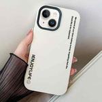 For iPhone 15 Plus Simple Words PC Hybrid TPU Phone Case(White)