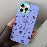 For iPhone 15 Pro Max Floral Bow PC Hybrid TPU Phone Case(Purple)