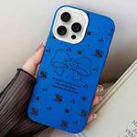 For iPhone 15 Pro Max Floral Bow PC Hybrid TPU Phone Case(Blue)