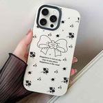 For iPhone 14 Pro Floral Bow PC Hybrid TPU Phone Case(White)