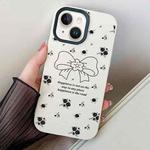 For iPhone 13 Floral Bow PC Hybrid TPU Phone Case(White)