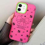 For iPhone 12 / 12 Pro Floral Bow PC Hybrid TPU Phone Case(Rose Red)
