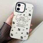 For iPhone 12 mini Floral Bow PC Hybrid TPU Phone Case(White)