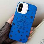 For iPhone X / XS Floral Bow PC Hybrid TPU Phone Case(Blue)