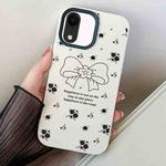 For iPhone XR Floral Bow PC Hybrid TPU Phone Case(White)