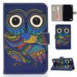 For Amazon Kindle Fire 7 (2019) / (2017) / (2016) / (2015) Colored Drawing Pattern Horizontal Flip PU Leather Case with Holder & Card Slot & Sleep / Wake-up Function(Owl)