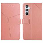 For Samsung Galaxy S25 5G Y-shaped Pattern Flip Leather Phone Case(Pink)