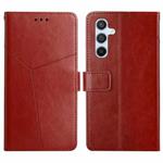 For Samsung Galaxy S25+ 5G Y-shaped Pattern Flip Leather Phone Case(Brown)