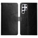 For Samsung Galaxy S25 Ultra 5G Y-shaped Pattern Flip Leather Phone Case(Black)