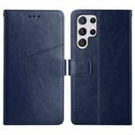 For Samsung Galaxy S25 Ultra 5G Y-shaped Pattern Flip Leather Phone Case(Blue)