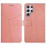 For Samsung Galaxy S25 Ultra 5G Y-shaped Pattern Flip Leather Phone Case(Pink)