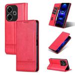 For Xiaomi Redmi 13 4G Global AZNS Magnetic Calf Texture Flip Leather Phone Case(Red)