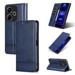 For Xiaomi Redmi 13 4G Global AZNS Magnetic Calf Texture Flip Leather Phone Case(Dark Blue)