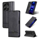 For Xiaomi Redmi Note 13R AZNS Magnetic Calf Texture Flip Leather Phone Case(Black)