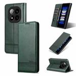 For Redmi Note 14 Pro+ 5G AZNS Magnetic Calf Texture Flip Leather Phone Case(Dark Green)