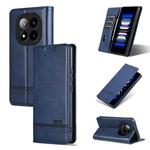 For Redmi Note 14 Pro+ 5G AZNS Magnetic Calf Texture Flip Leather Phone Case(Dark Blue)