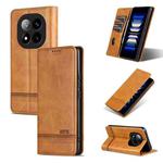 For Redmi Note 14 Pro+ 5G AZNS Magnetic Calf Texture Flip Leather Phone Case(Light Brown)