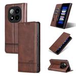 For Redmi Note 14 Pro+ 5G AZNS Magnetic Calf Texture Flip Leather Phone Case(Dark Brown)