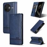 For Redmi K80 AZNS Magnetic Calf Texture Flip Leather Phone Case(Dark Blue)