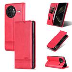 For Redmi K80 Pro AZNS Magnetic Calf Texture Flip Leather Phone Case(Red)