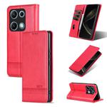 For Redmi Note 14S 4G AZNS Magnetic Calf Texture Flip Leather Phone Case(Red)