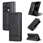 For Redmi Note 14S 4G AZNS Magnetic Calf Texture Flip Leather Phone Case(Black)
