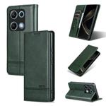 For Redmi Note 14S 4G AZNS Magnetic Calf Texture Flip Leather Phone Case(Dark Green)