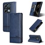 For Redmi Note 14S 4G AZNS Magnetic Calf Texture Flip Leather Phone Case(Dark Blue)