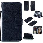 For LG K51S Lace Flower Horizontal Flip Leather Case with Holder & Card Slots & Wallet & Photo Frame(Dark Blue)