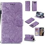 For LG K51S Lace Flower Horizontal Flip Leather Case with Holder & Card Slots & Wallet & Photo Frame(Purple)