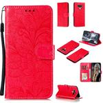 For LG Q Stylo 6 Lace Flower Horizontal Flip Leather Case with Holder & Card Slots & Wallet & Photo Frame(Red)